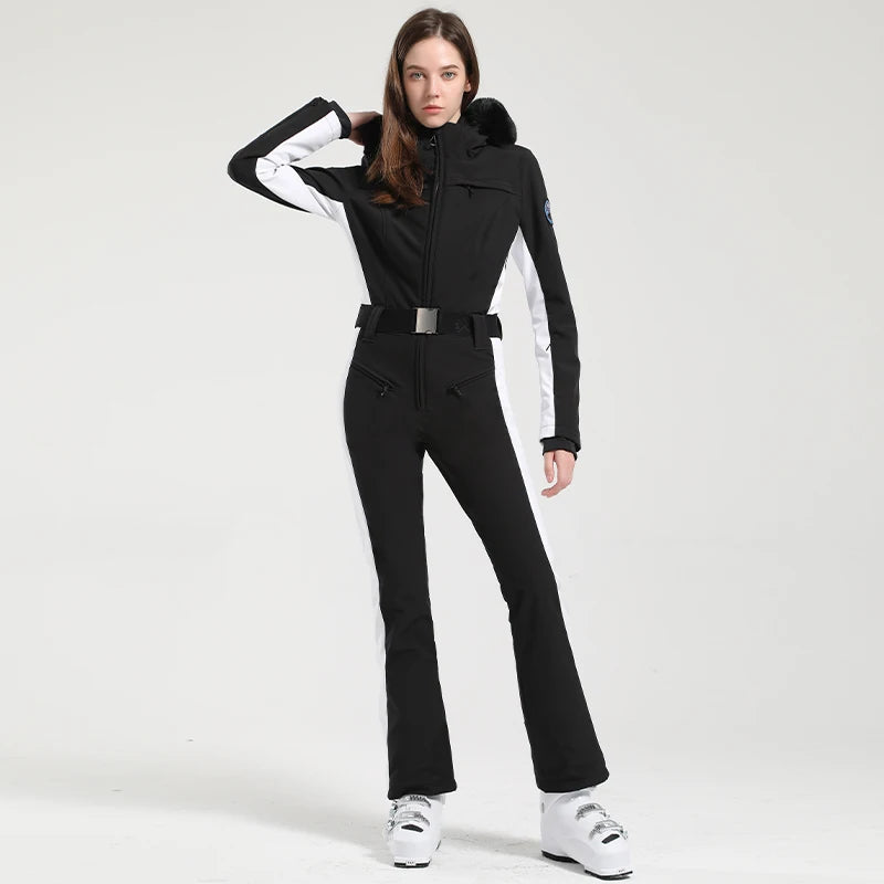 Stay Stylish on the Slopes: Women's Thickened One-Piece Ski Suit - Waterproof, Windproof & Breathable! ❄️⛷️✨