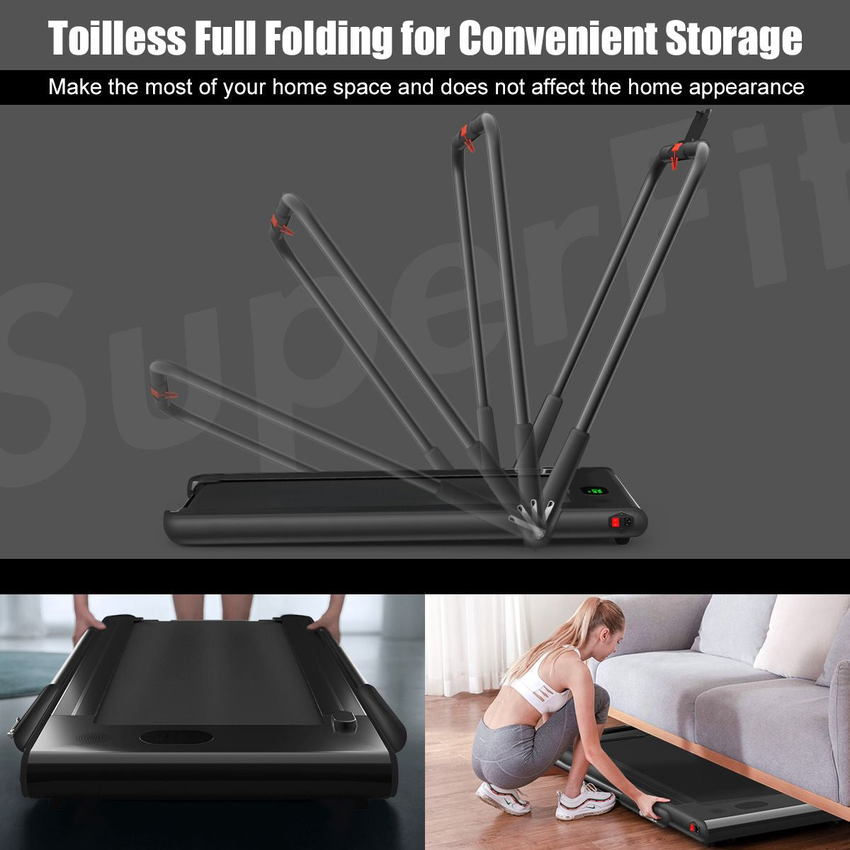 Folding Treadmill with LED Display and Bluetooth Audio Functionality