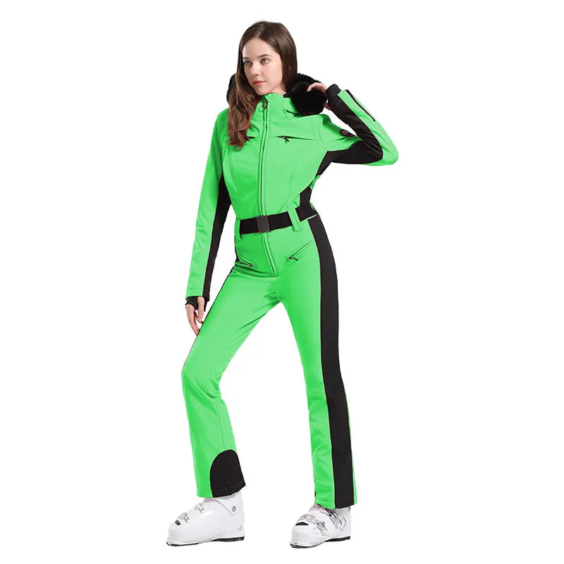 Stay Stylish on the Slopes: Women's Thickened One-Piece Ski Suit - Waterproof, Windproof & Breathable! ❄️⛷️✨