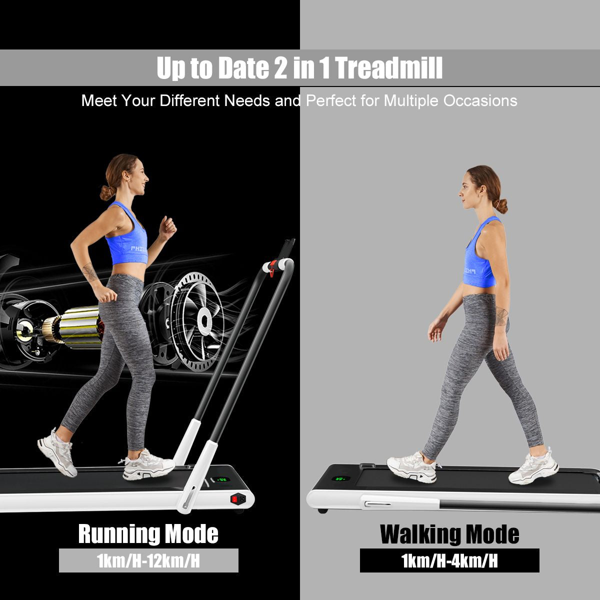 Folding Treadmill with LED Display and Bluetooth Audio Functionality