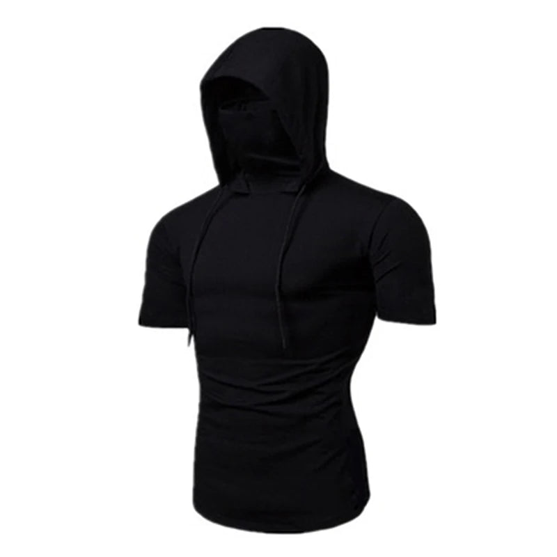 Mens Gym Thin Hoodie Short Sleeve Hoodie