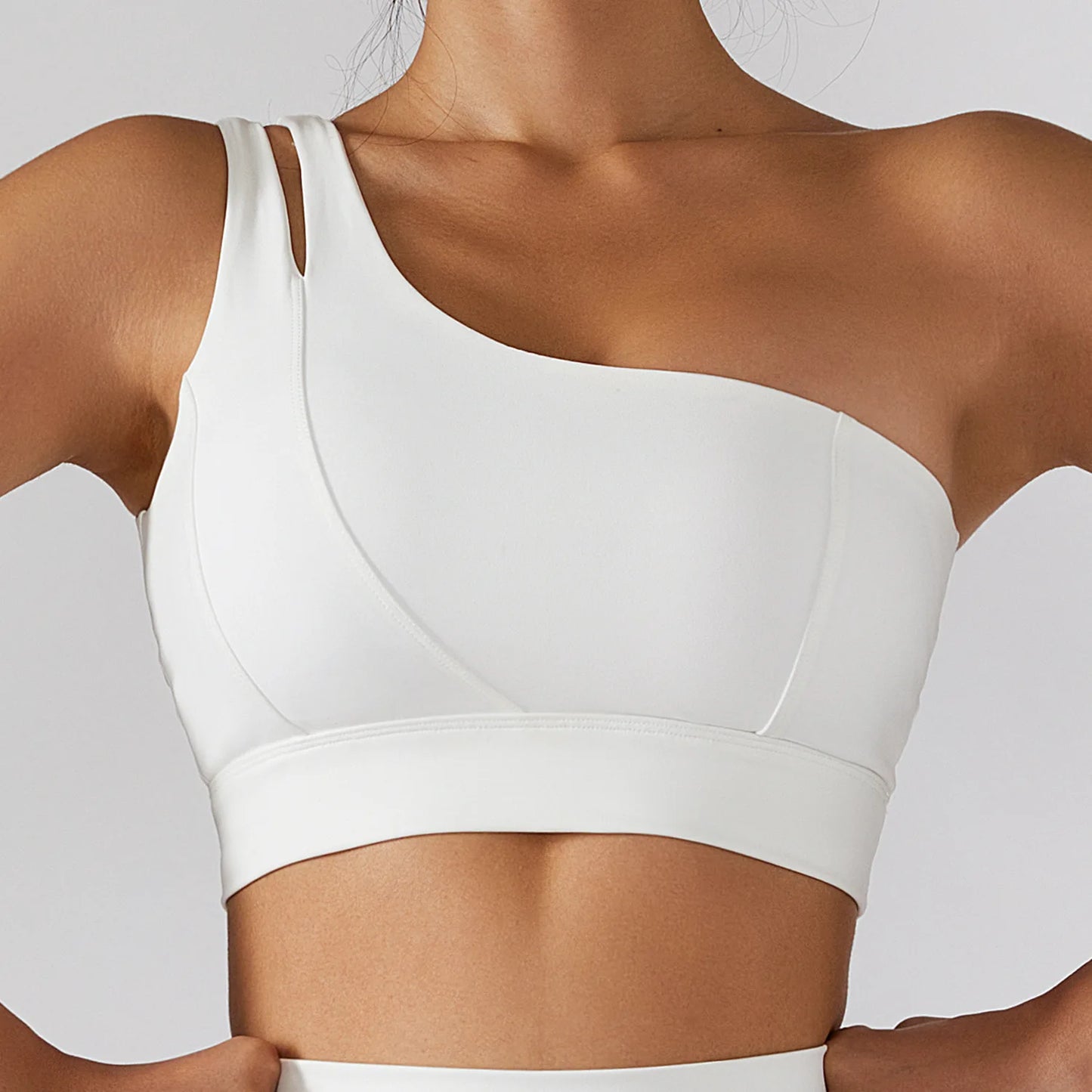 One Shoulder Push Up Underwire Gym Bra