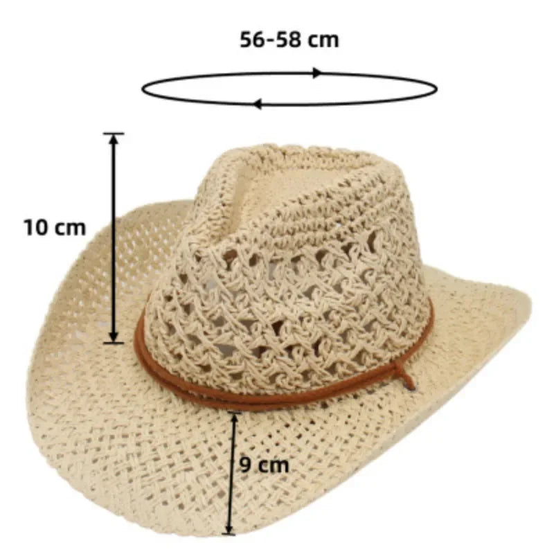 Unisex Vintage Western Straw Sun Hat