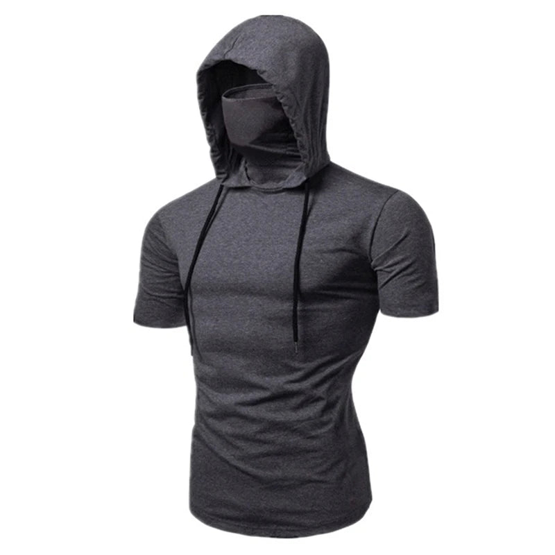 Mens Gym Thin Hoodie Short Sleeve Hoodie