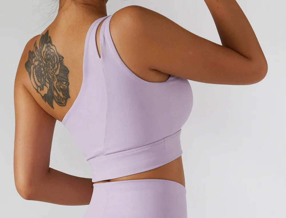 One Shoulder Push Up Underwire Gym Bra