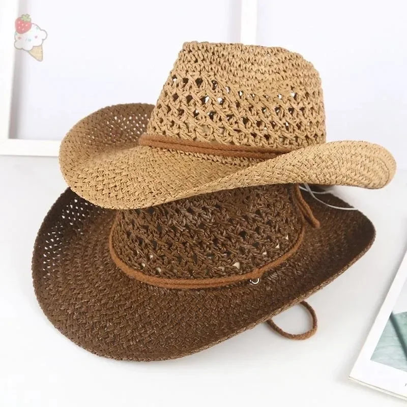 Unisex Vintage Western Straw Sun Hat