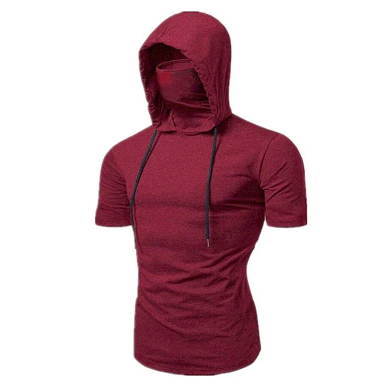 Mens Gym Thin Hoodie Short Sleeve Hoodie