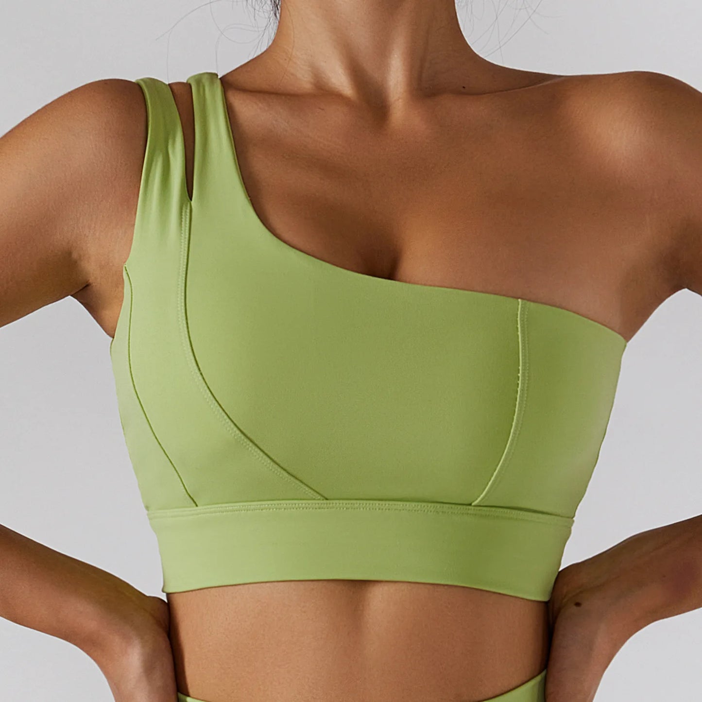 One Shoulder Push Up Underwire Gym Bra
