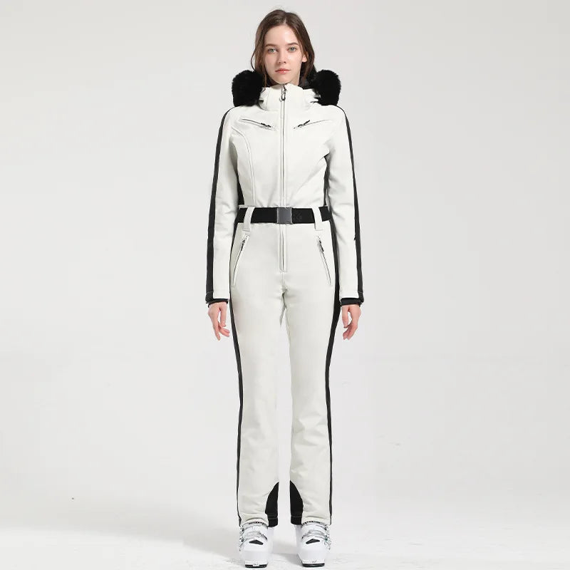 Stay Stylish on the Slopes: Women's Thickened One-Piece Ski Suit - Waterproof, Windproof & Breathable! ❄️⛷️✨