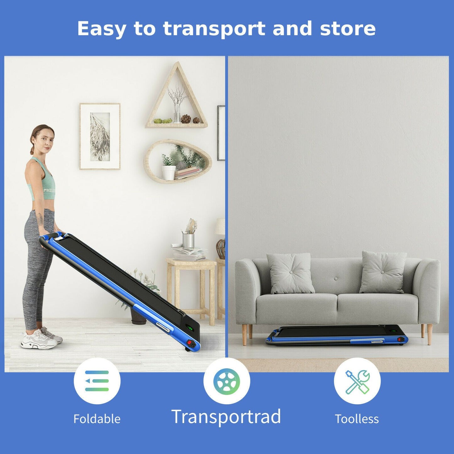 Folding Treadmill with LED Display and Bluetooth Audio Functionality