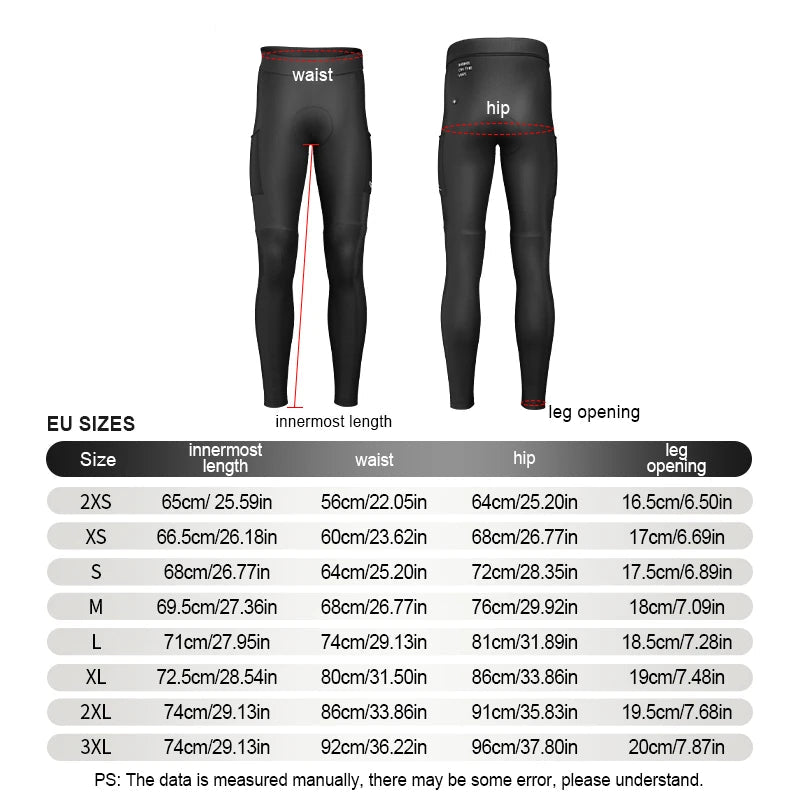 Men's Padded Cycling Pants – Winter Fleece Thermal Bike Tights