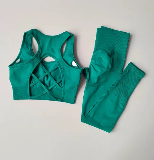 Women's Crop Top Yoga Set – Sports Bra & Tank Top