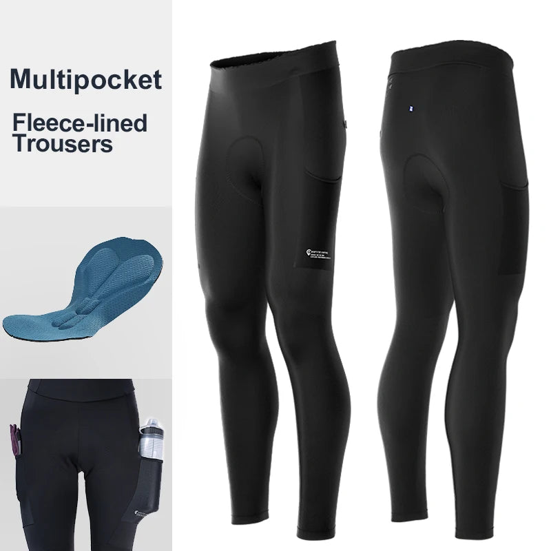 Men's Padded Cycling Pants – Winter Fleece Thermal Bike Tights