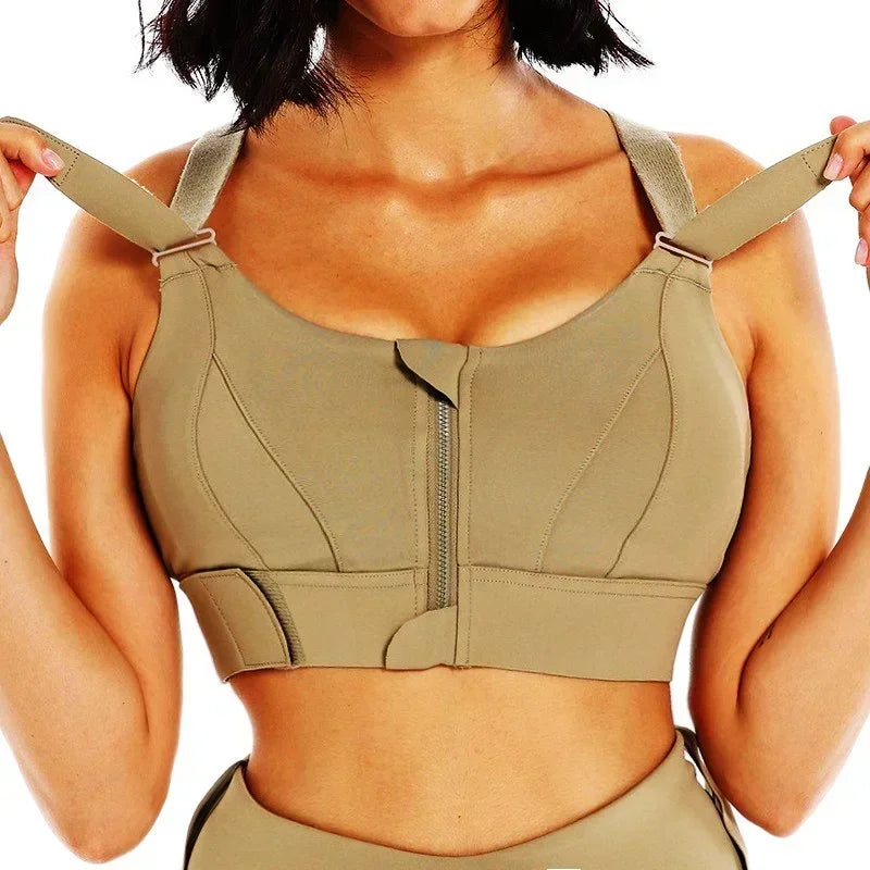 Women's Front Zip High Impact Sports Bra – Plus Size S–5XL