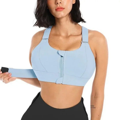 Front Zipper High Impact Women Sports Bra
