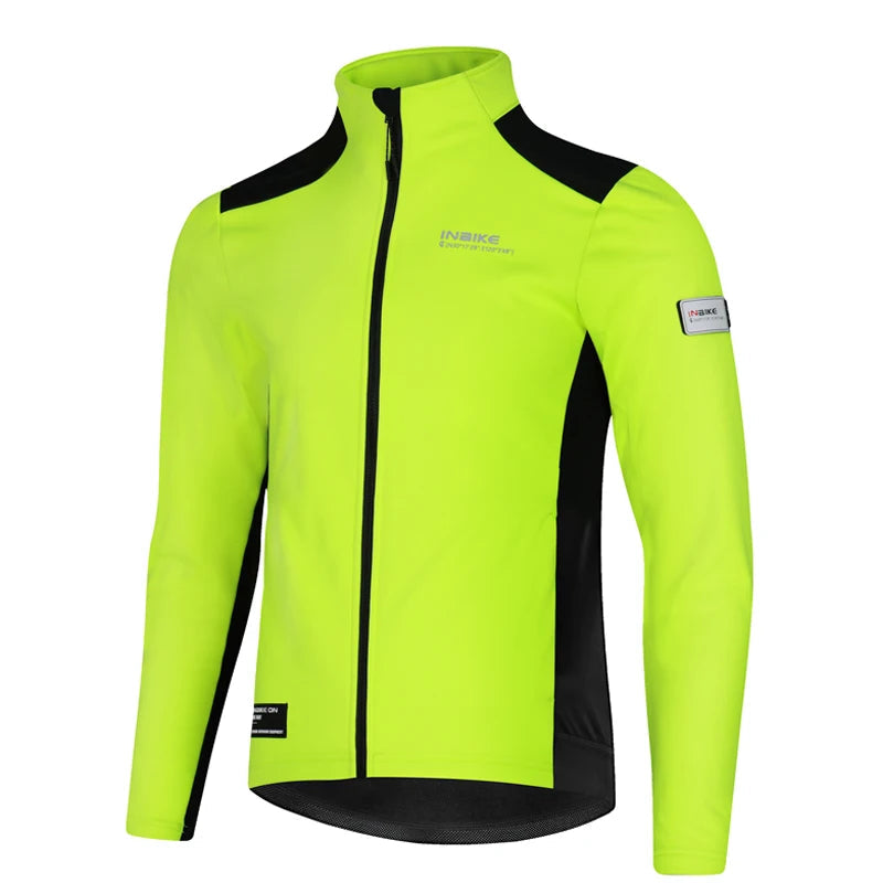 Men's Fleece Thermal Cycling Jacket – Windproof Softshell MTB Bike Jacket