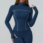 SculptFit Women's Seamless Active Set – Long Sleeve Zip Jacket & Leggings