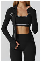 SculptFit Women's Seamless Active Set – Long Sleeve Zip Jacket & Leggings
