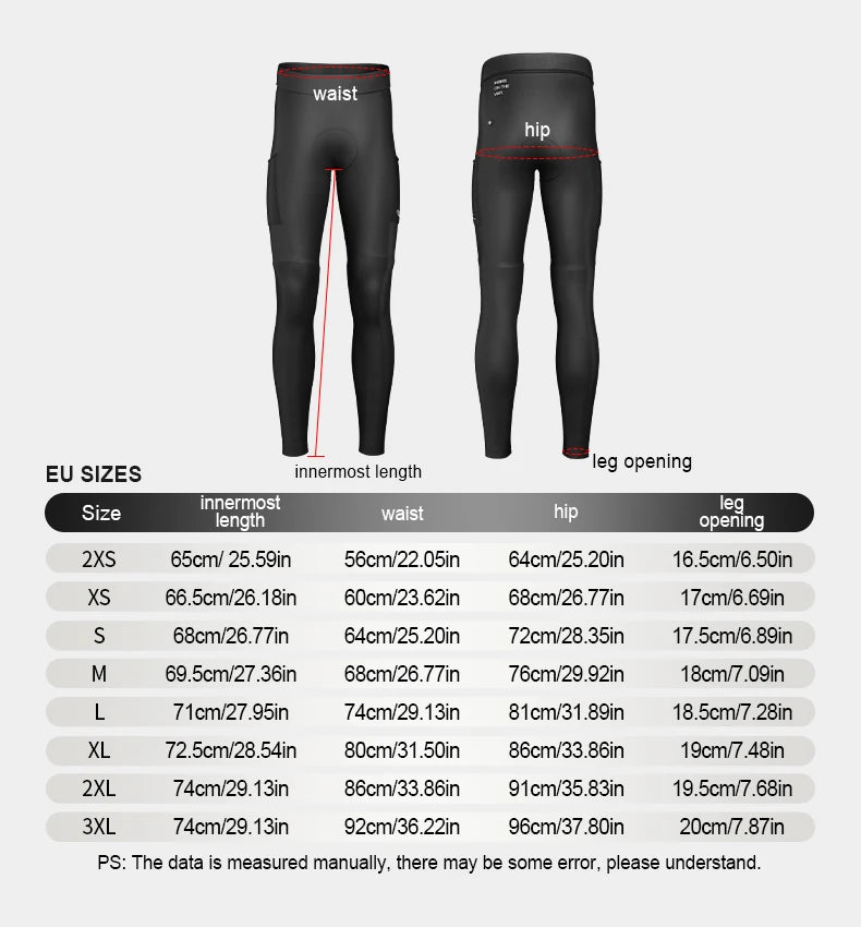 Men's Padded Cycling Pants – Winter Fleece Thermal Bike Tights