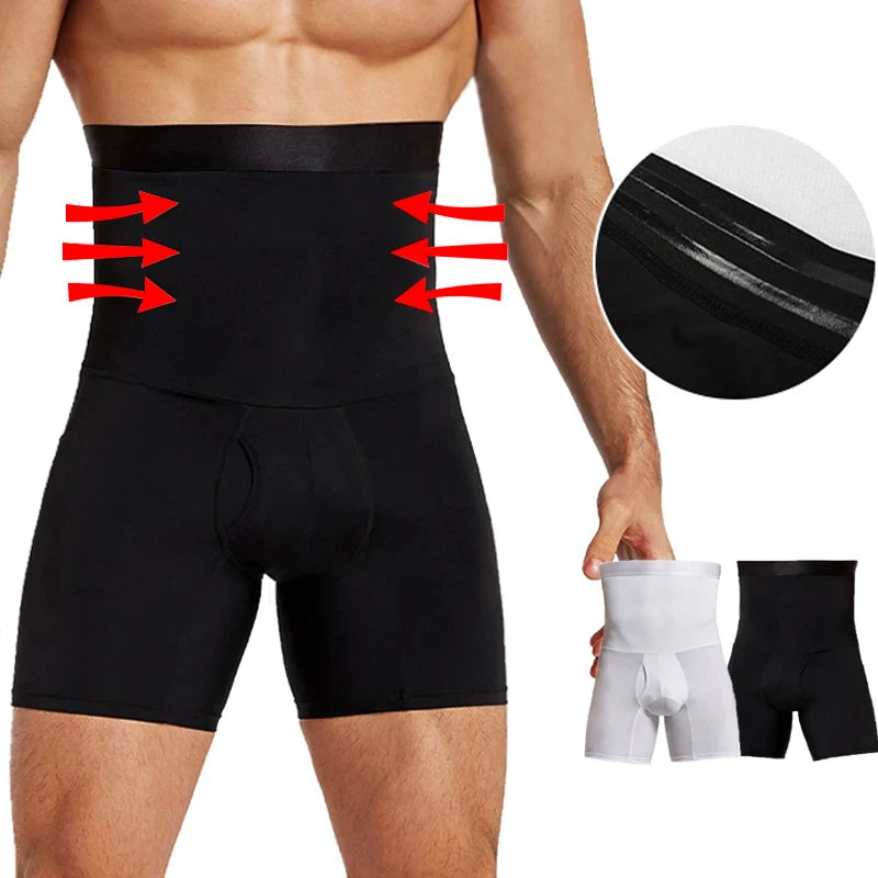 Men's Tummy Control Compression Shorts – High Waist Slimming Shapewear