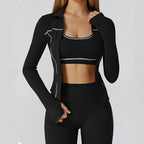 SculptFit Women's Seamless Active Set – Long Sleeve Zip Jacket & Leggings