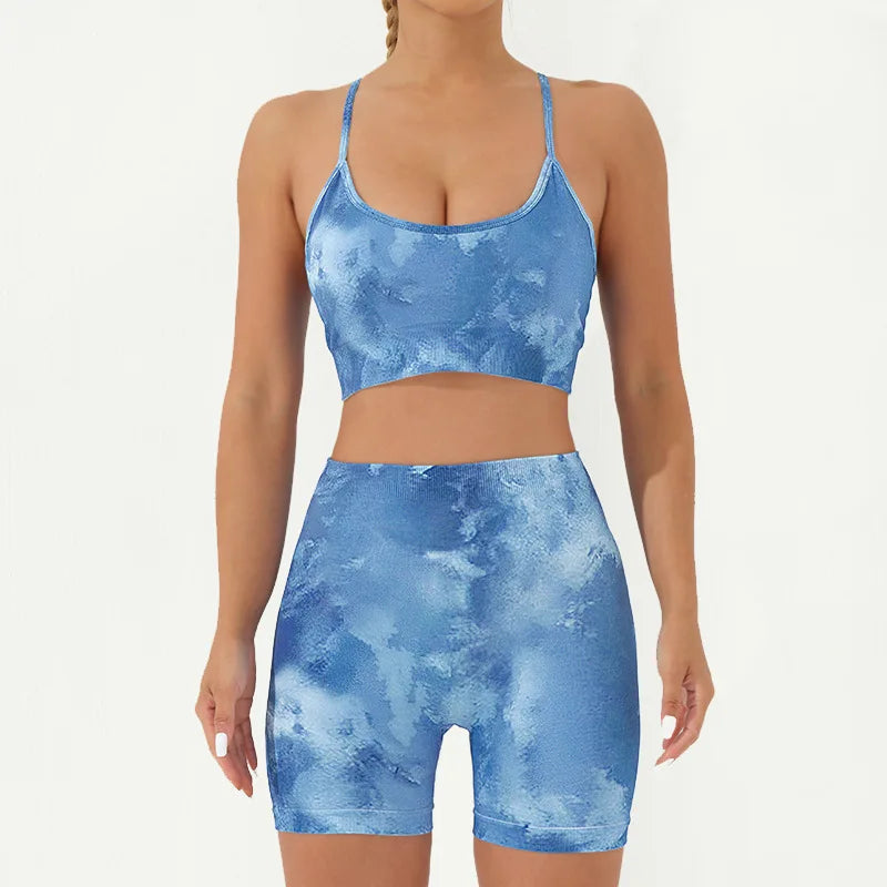 Women's Printed Gym Set – Sports Bra & Leggings 2-Piece Activewear