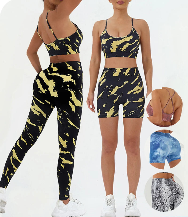 Women's Printed Gym Set – Sports Bra & Leggings 2-Piece Activewear