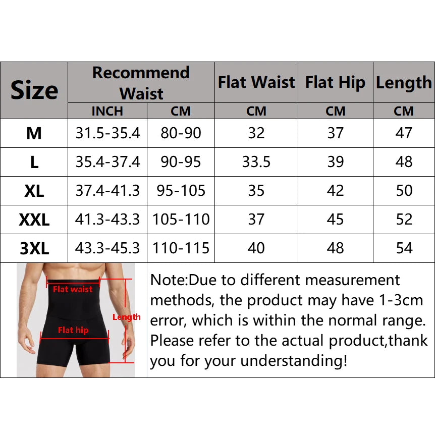 Men's Tummy Control Compression Shorts – High Waist Slimming Shapewear