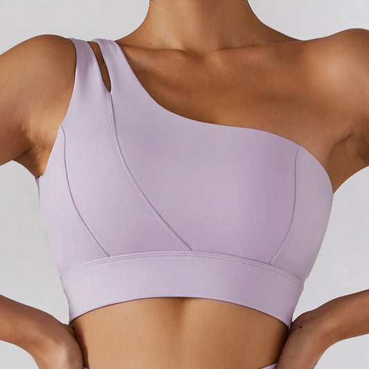 One Shoulder  Push Up  Underwire Gym Bra