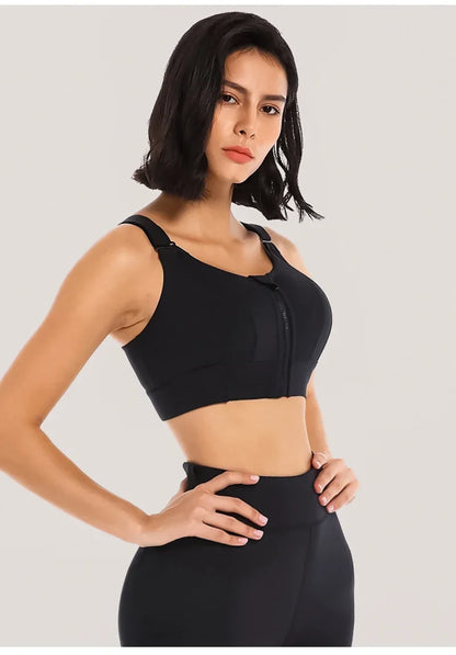 Front Zipper High Impact Women Sports Bra