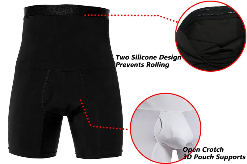 Men's Tummy Control Compression Shorts – High Waist Slimming Shapewear