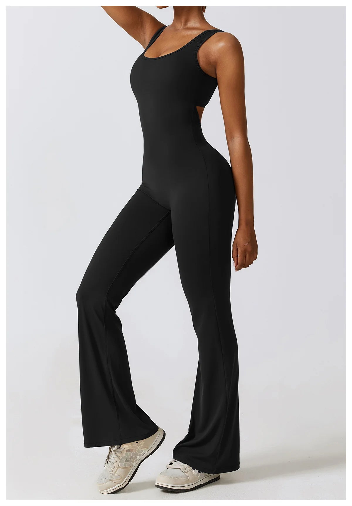 Women's Stretch Fitness Jumpsuit – Nylon Spandex One-Piece Bodysuit