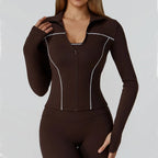 SculptFit Women's Seamless Active Set – Long Sleeve Zip Jacket & Leggings