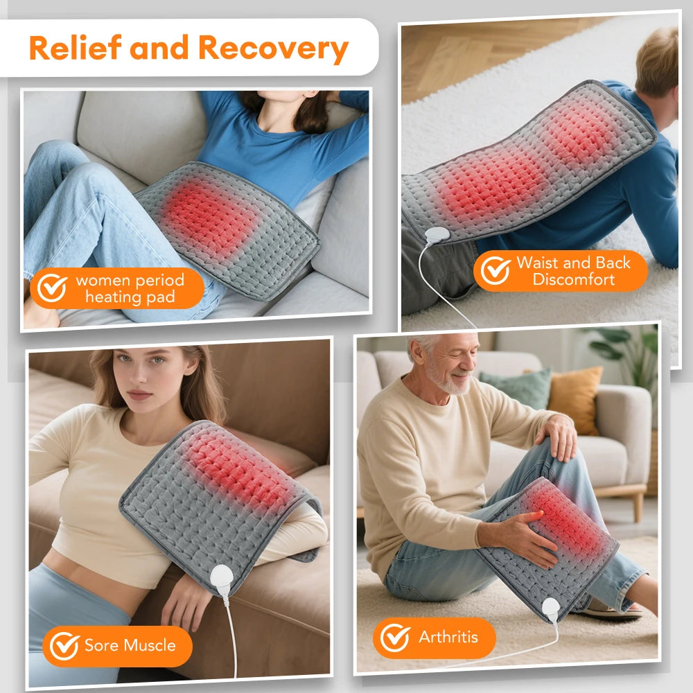 Electric Heating Pad – 9 Heat Levels, 4 Modes & Timer | Abdomen, Shoulder & Knee Relief