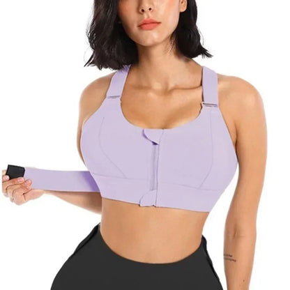 Front Zipper High Impact Women Sports Bra