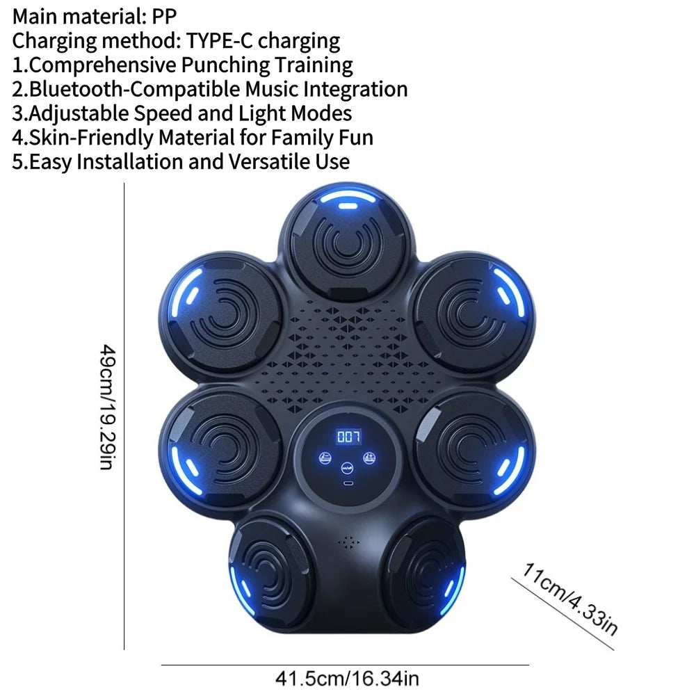 Smart Music Boxing Machine – Bluetooth Wall Mounted Punching Trainer for Kids & Adults