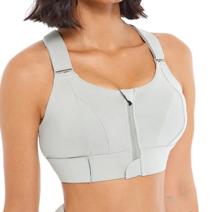 Front Zipper High Impact Women Sports Bra