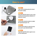 Electric Heating Pad – 9 Heat Levels, 4 Modes & Timer | Abdomen, Shoulder & Knee Relief