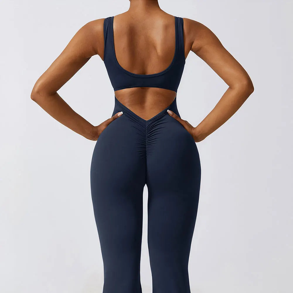 Women's Stretch Fitness Jumpsuit – Nylon Spandex One-Piece Bodysuit