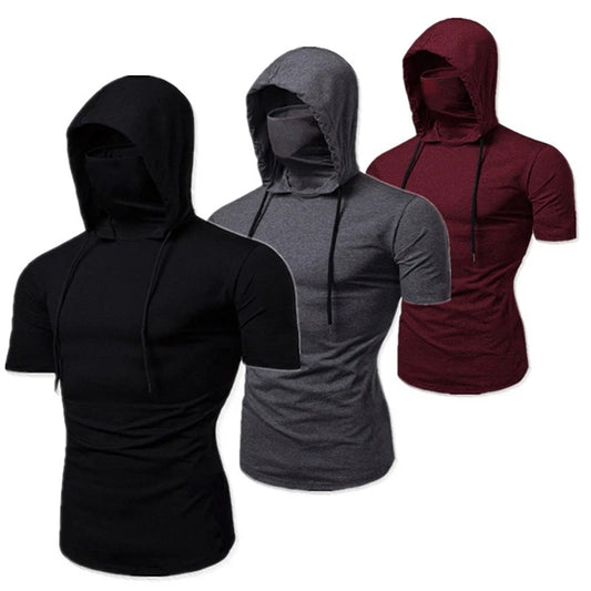Mens Gym Thin Hoodie Short Sleeve Hoodie