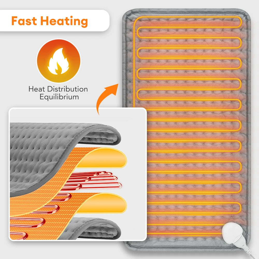 Electric Heating Pad – 9 Heat Levels, 4 Modes & Timer | Abdomen, Shoulder & Knee Relief