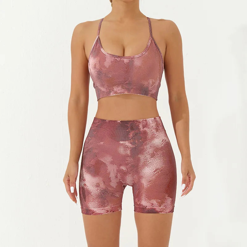 Women's Printed Gym Set – Sports Bra & Leggings 2-Piece Activewear