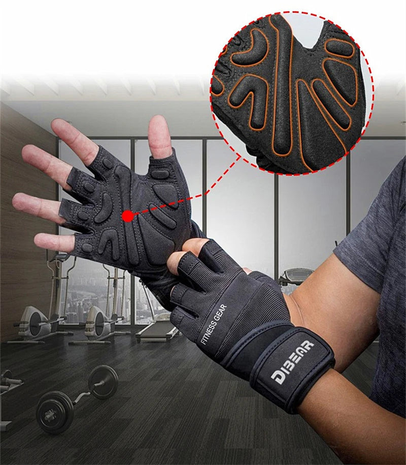 Unisex Half Finger Gym Gloves – Non-Slip Wrist Support Fitness Gloves
