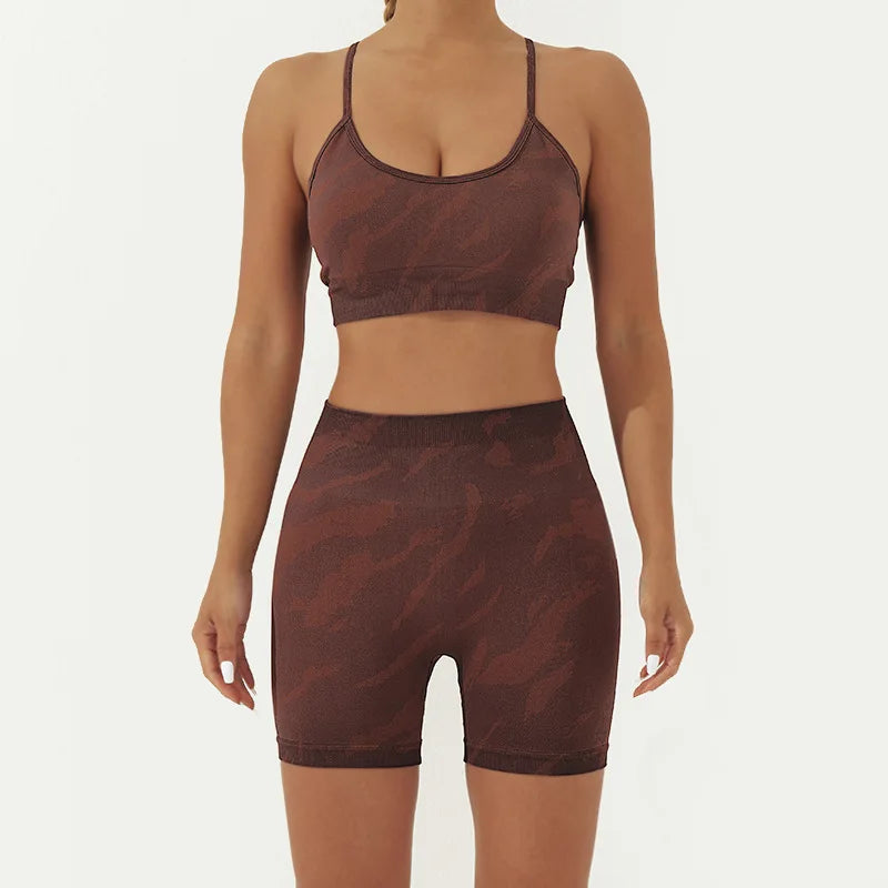 Women's Printed Gym Set – Sports Bra & Leggings 2-Piece Activewear