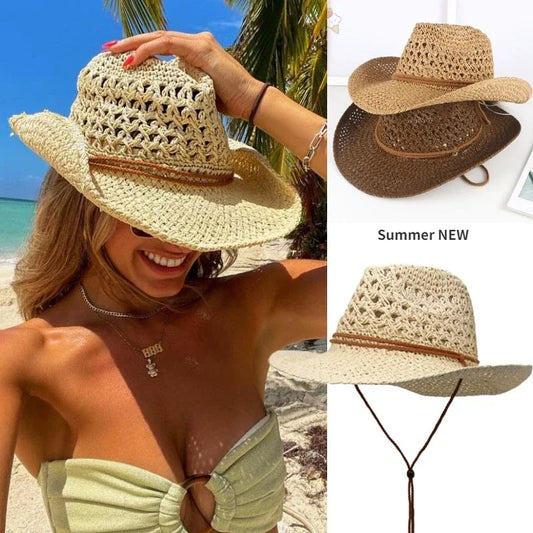 Unisex Vintage Western Straw Sun Hat