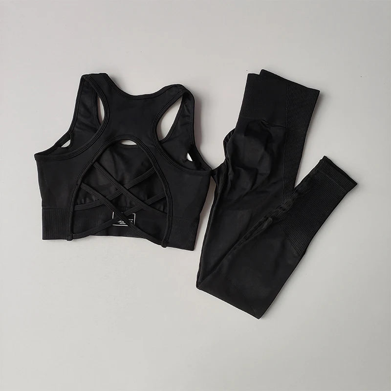 Women's Crop Top Yoga Set – Sports Bra & Tank Top