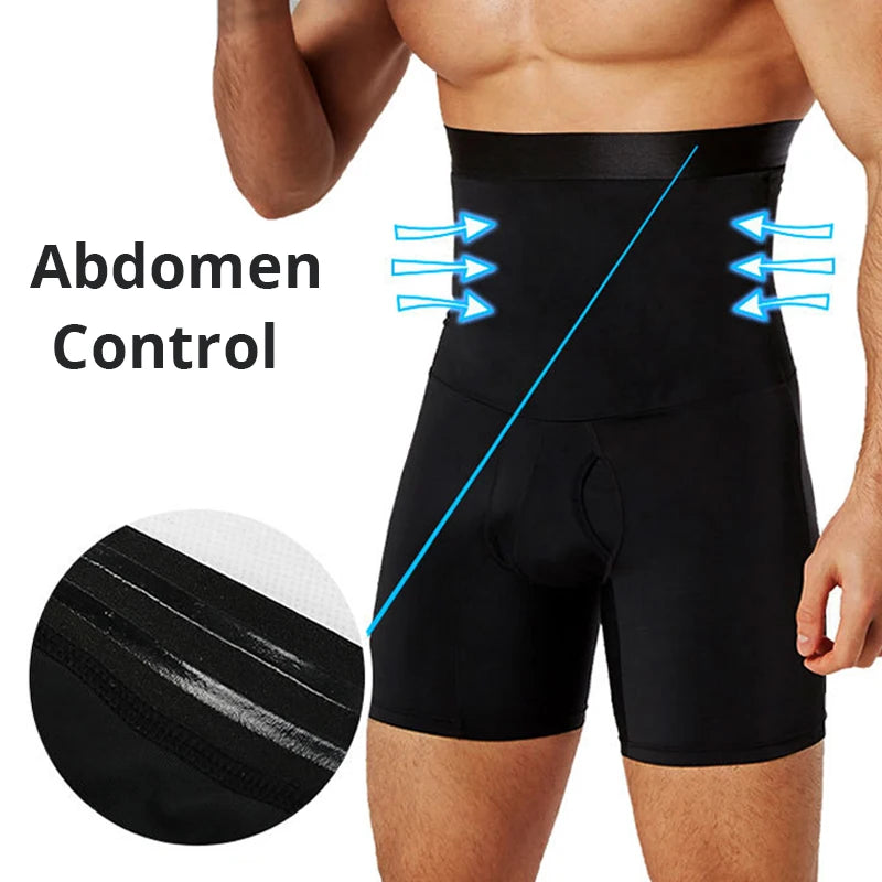 Men's Tummy Control Compression Shorts – High Waist Slimming Shapewear