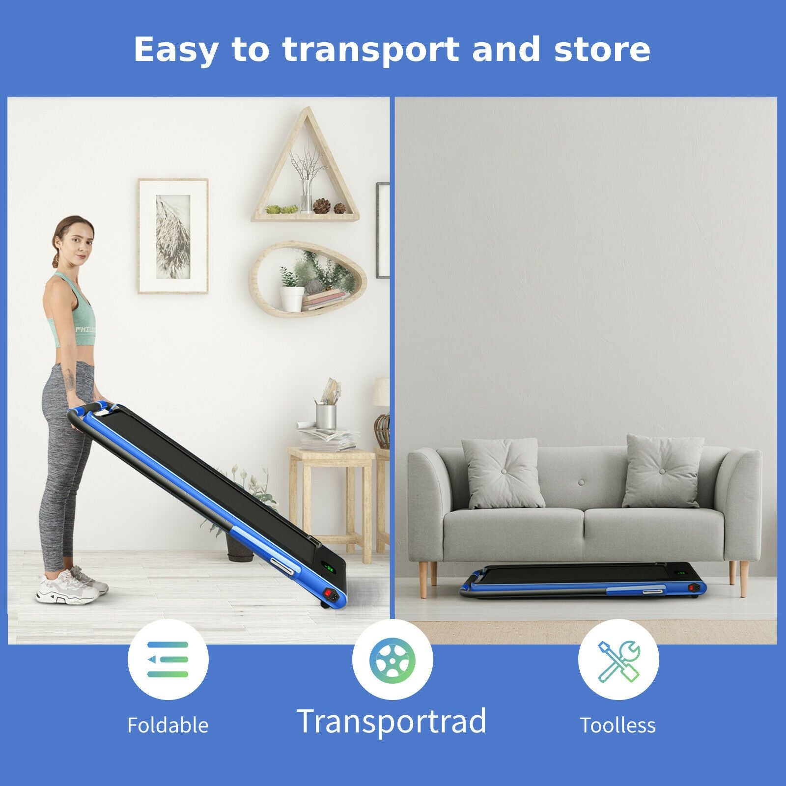 Folding Treadmill with LED Display and Bluetooth Audio Functionality